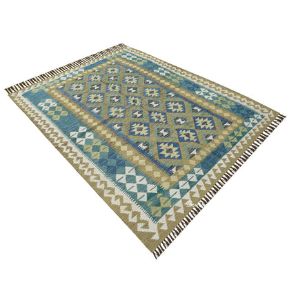 Beautiful Green Hand Woven Wool Home Decor Rug