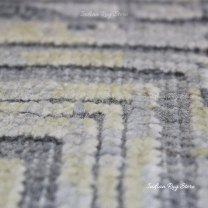 Striped Hand Tufted Gray Wool Artistic Large Area Rug