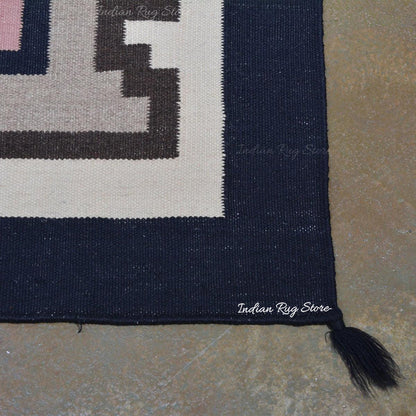 Indian Gray Hand Woven Cotton Kilim Rug For Large Area CK-525