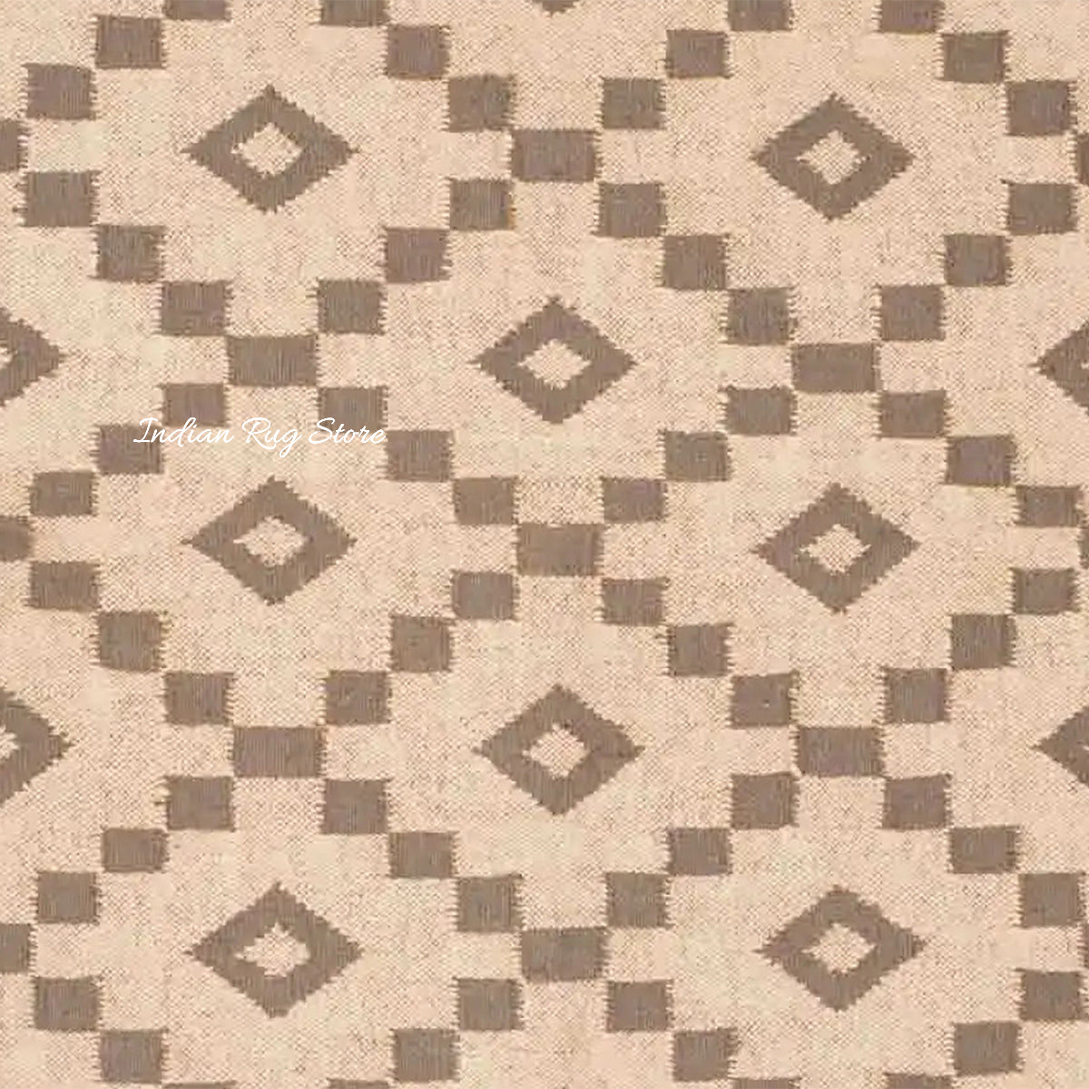 Tappeto di lana e juta alla moda beige marrone geometrico tessuto a mano indiano