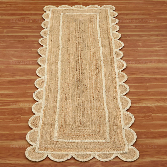 Oriental Hand Braided Beige Sea House Jute Area Rug