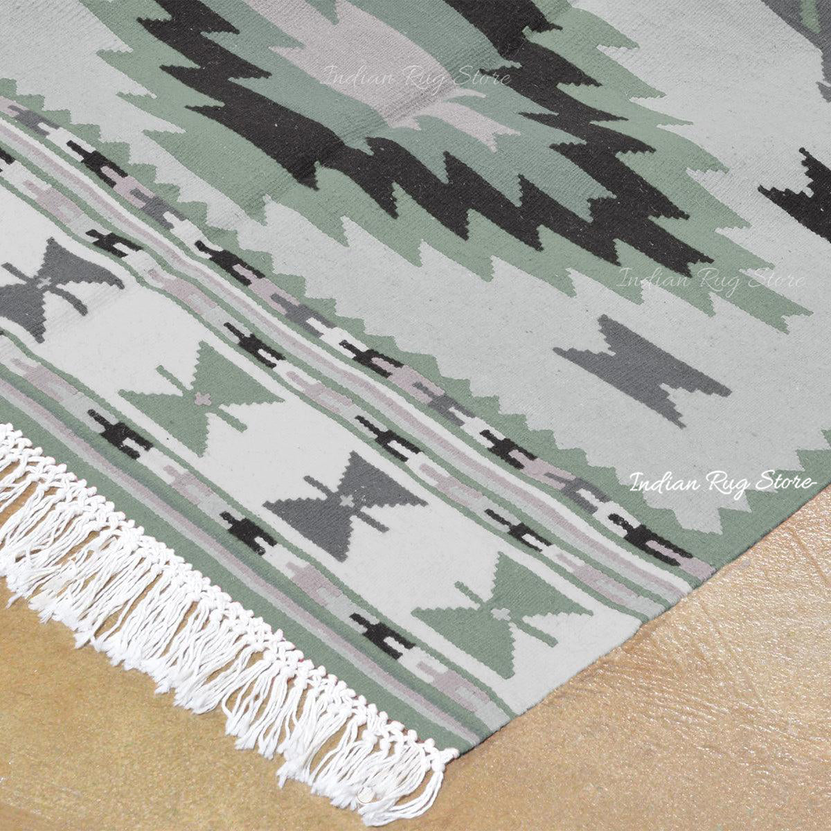 Tappeto Kilim in cotone di grandi dimensioni tessuto a mano grigio CK-515