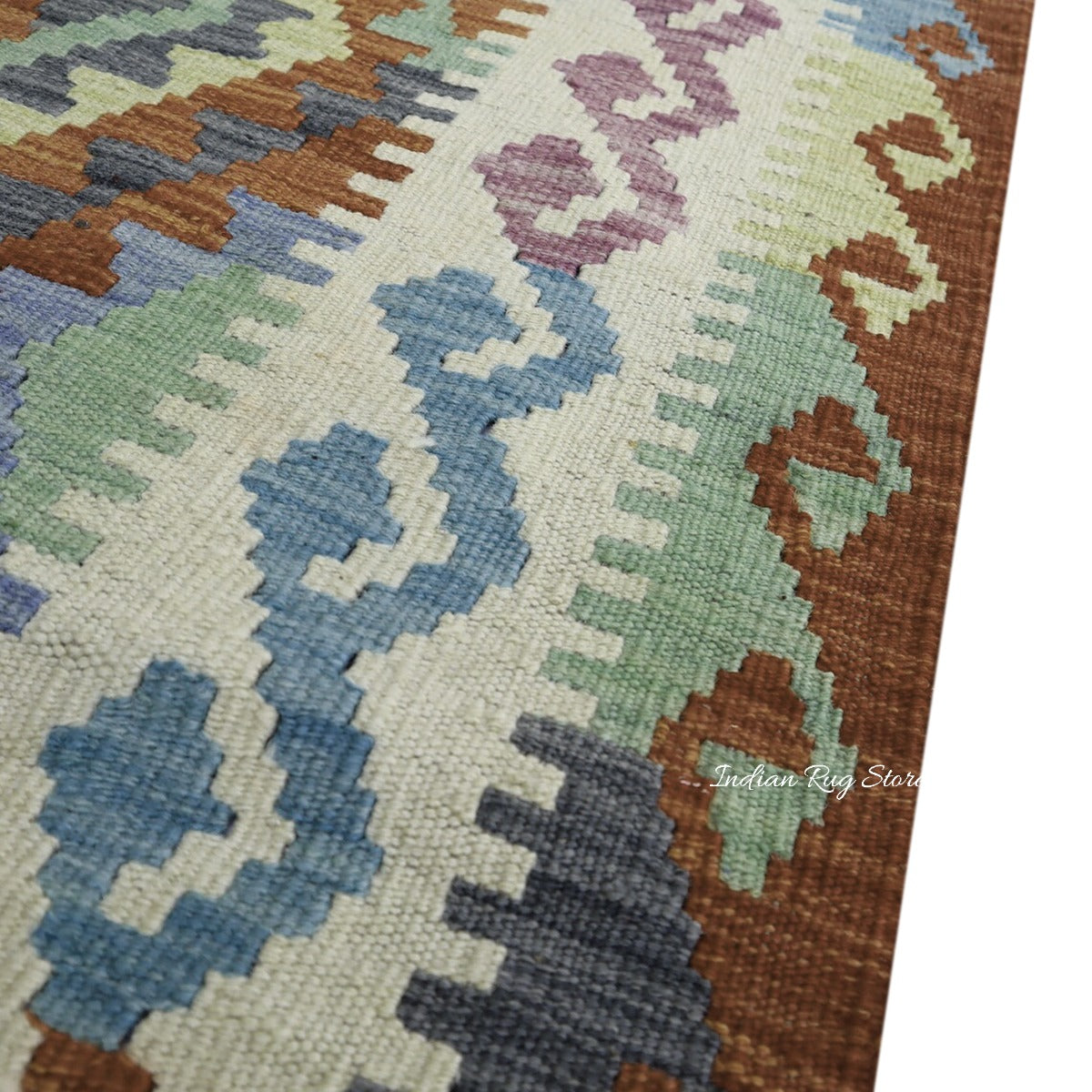 Green Hand Woven Wool Area Rug for Living Room Rug