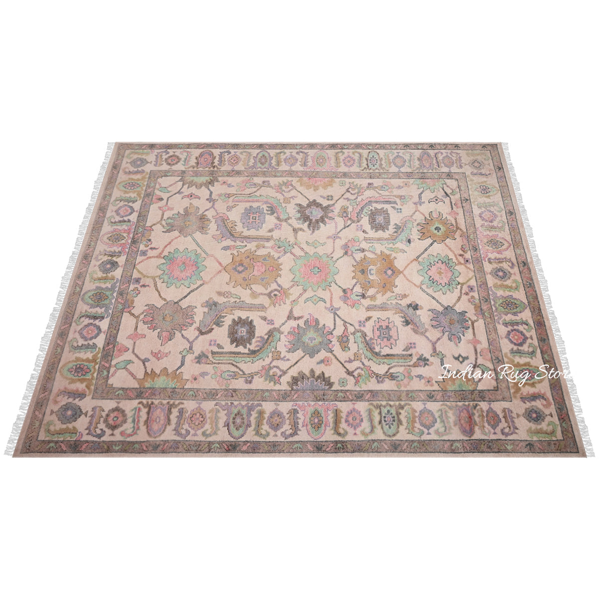 Hand Knotted Beautiful Brown Natural Wool Oushak Rug