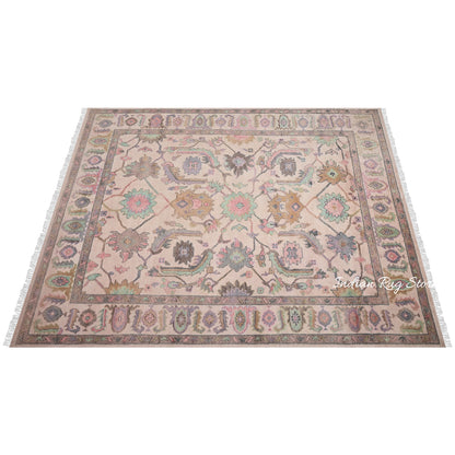 Hand Knotted Beautiful Brown Natural Wool Oushak Rug