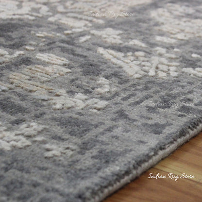 Gray Soft Wool Hand Knotted Home Decor Large Area Rug