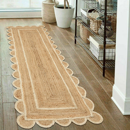 Oriental Hand Braided Beige Sea House Jute Area Rug