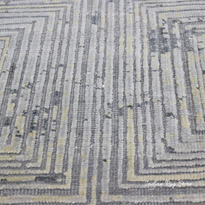 Striped Hand Tufted Gray Wool Artistic Large Area Rug