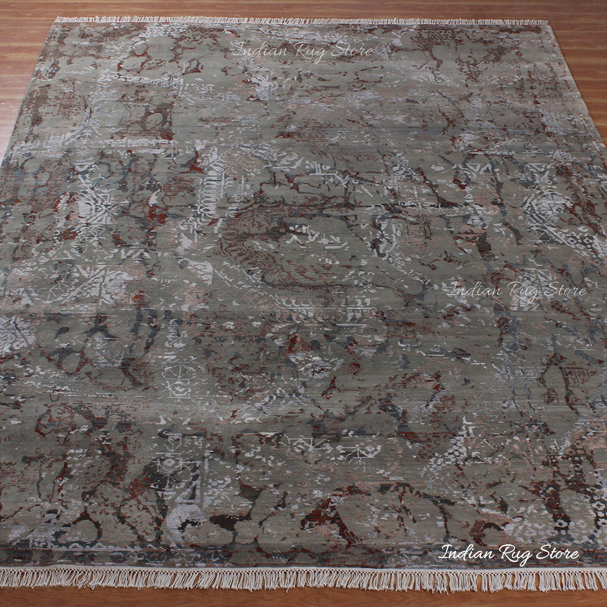 Brown Gray Hand Knotted Wool Bedroom Living Room Rug