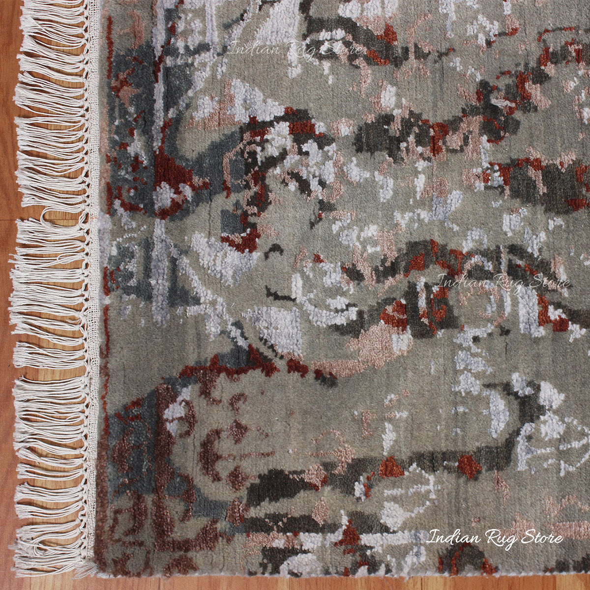 Brown Gray Hand Knotted Wool Bedroom Living Room Rug