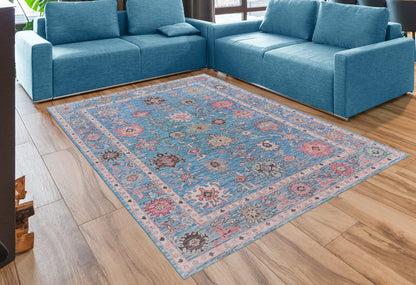 Dining Room Blue Multicolor Wool Entryway Area Rug