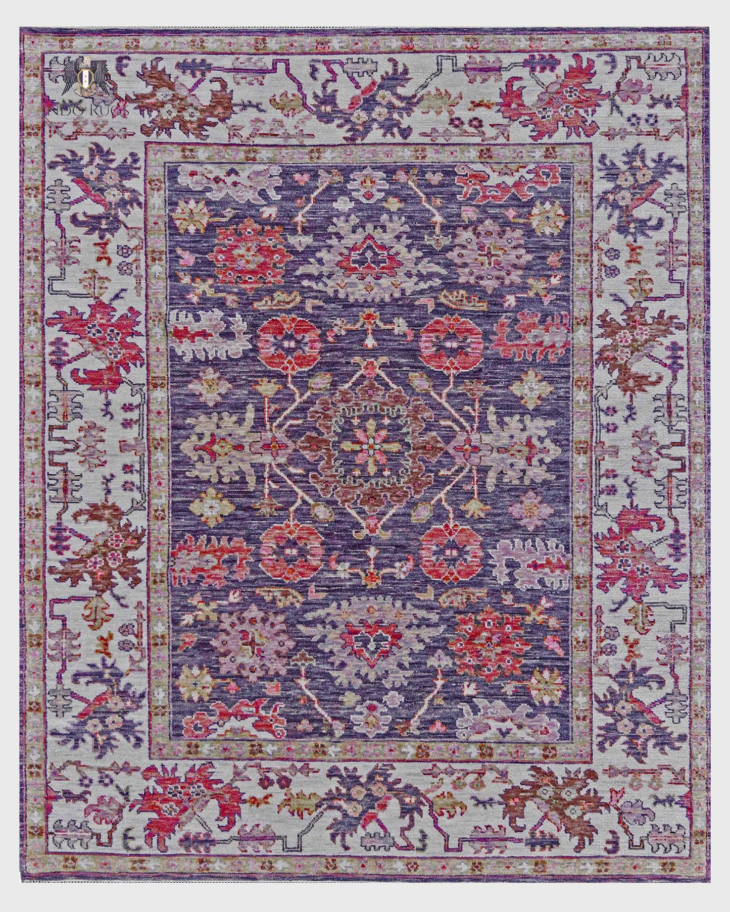 Purple Hand Knotted Turkish wool Kitchen Area Rug