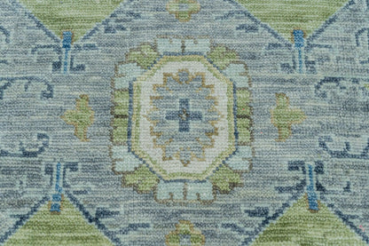 Dark Gray Blue Living Room Wool Hand Knotted Rug