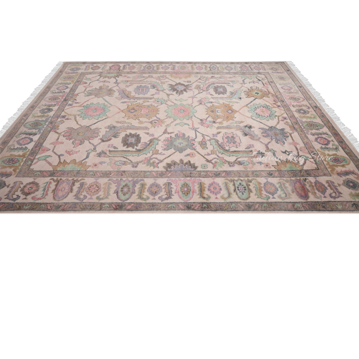 Hand Knotted Beautiful Brown Natural Wool Oushak Rug