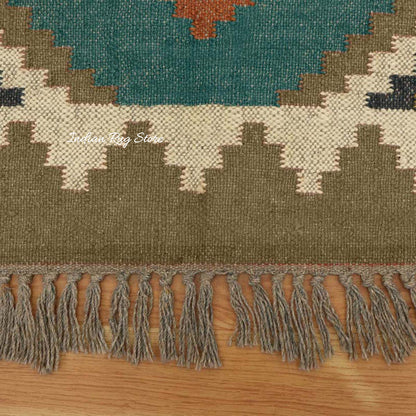 Hand Woven Bordered Multicolor Farmhouse Area Rug