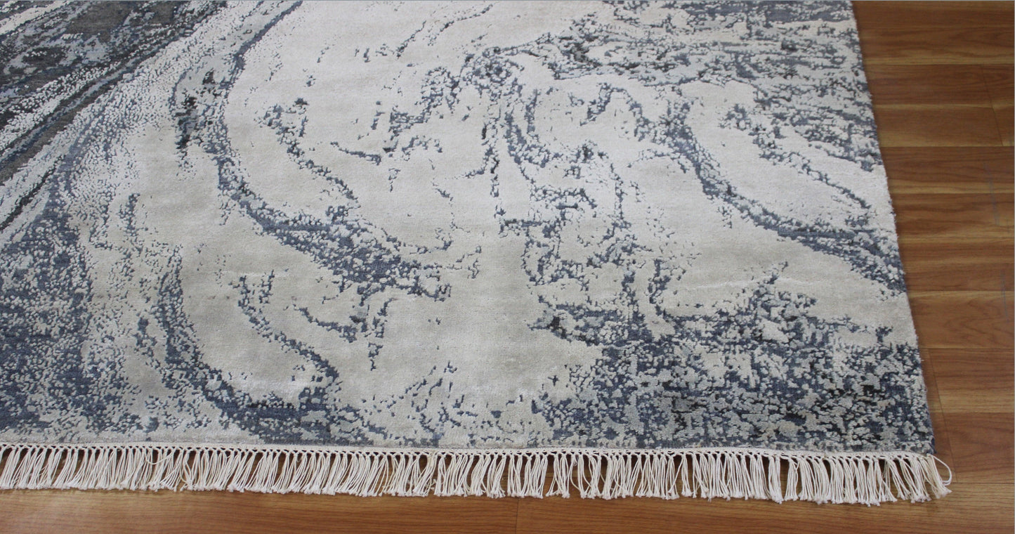 Blue Hand Knotted Home Decor Large Area Rug - Indian Rug Store