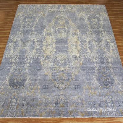 Traditional Indian Hand Knotted Grey Interior Area Rug