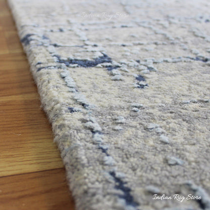 Beautiful Indian Hand Knotted Blue  Entrance Area Rug