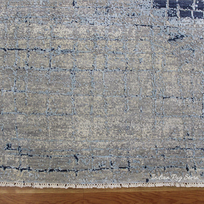 Beautiful Indian Hand Knotted Blue  Entrance Area Rug