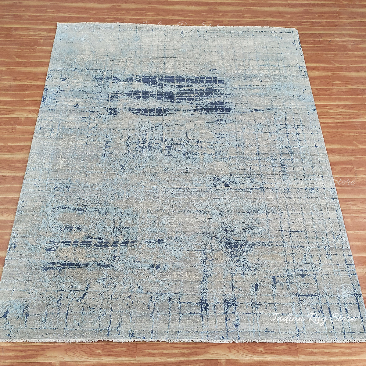 Beautiful Indian Hand Knotted Blue  Entrance Area Rug