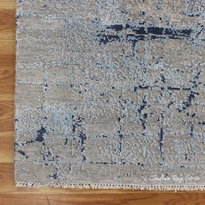 Beautiful Indian Hand Knotted Blue  Entrance Area Rug