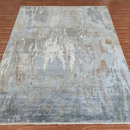 Yellow-Blue Eco Friendly Hand Knotted Indoor Area Rug - Indian Rug Store