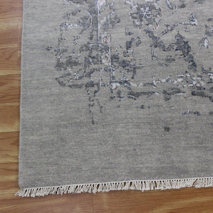 Hand Knotted Soft Wool Gray Modern Floral Area Rug - Indian Rug Store