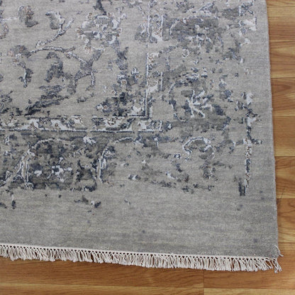 Hand Knotted Soft Wool Gray Modern Floral Area Rug - Indian Rug Store