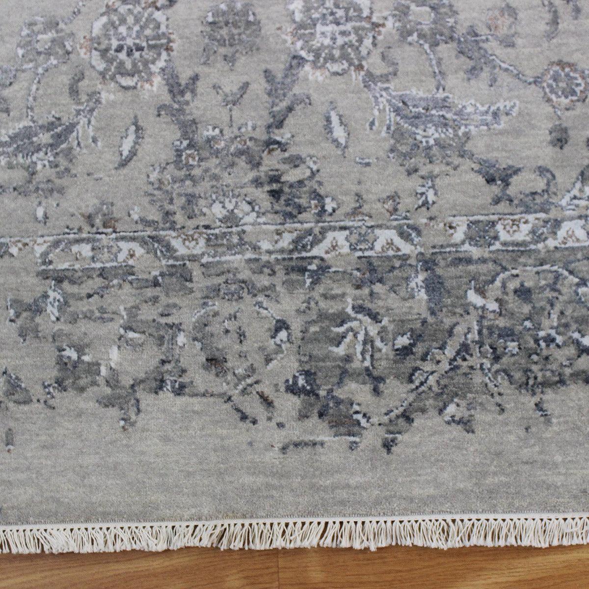 Hand Knotted Soft Wool Gray Modern Floral Area Rug - Indian Rug Store