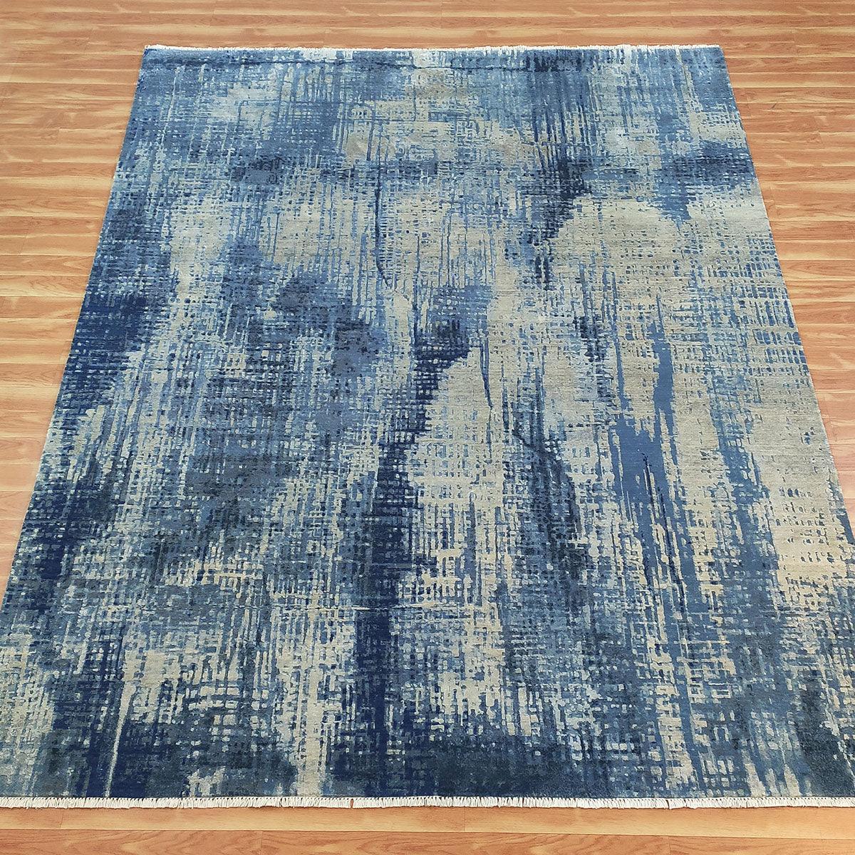 Indian Soft Wool Hand Tufted Modern Blue Large Area Rug - Indian Rug Store