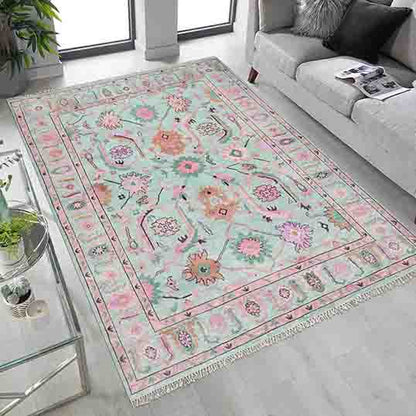 Eco Friendly Pink Farmhouse Handmade Wool Rug Z-53