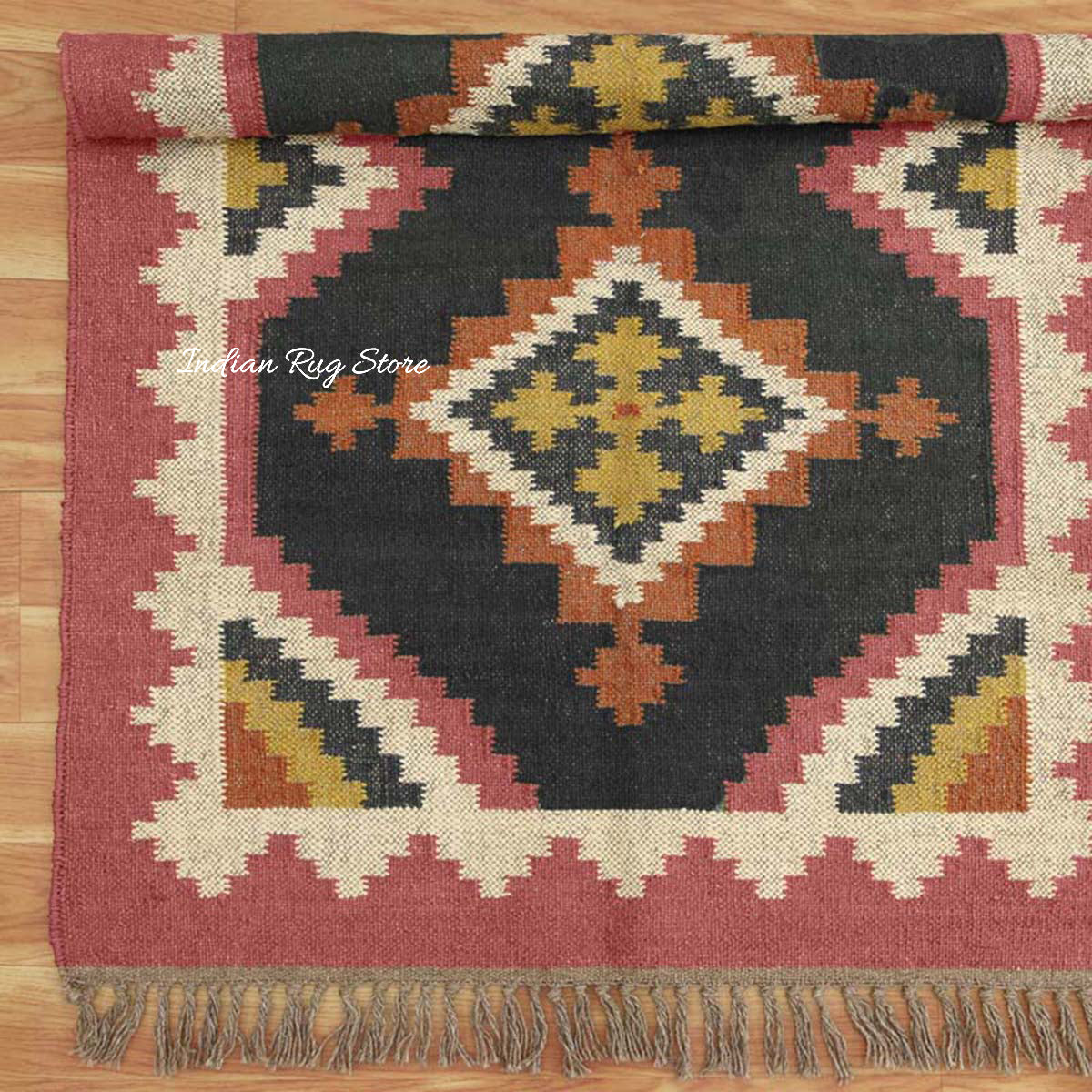 Hand Woven Bordered Multicolor Bed Room Area Rug