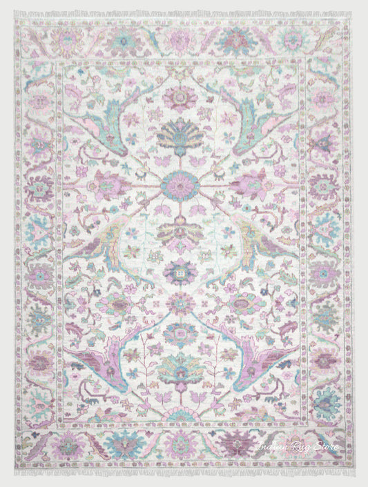 Beautiful Multicolor Traditional Oushak Dining Room Rug