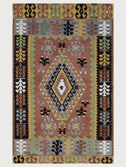 Dining Room Decor Hand Woven Brown Wool Rug