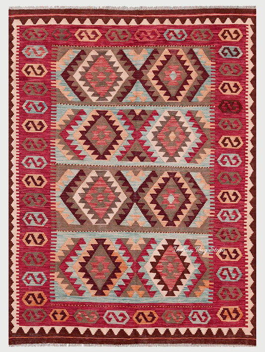 Hand Woven Cotton Kilim Area Rug For Living Room CK-509