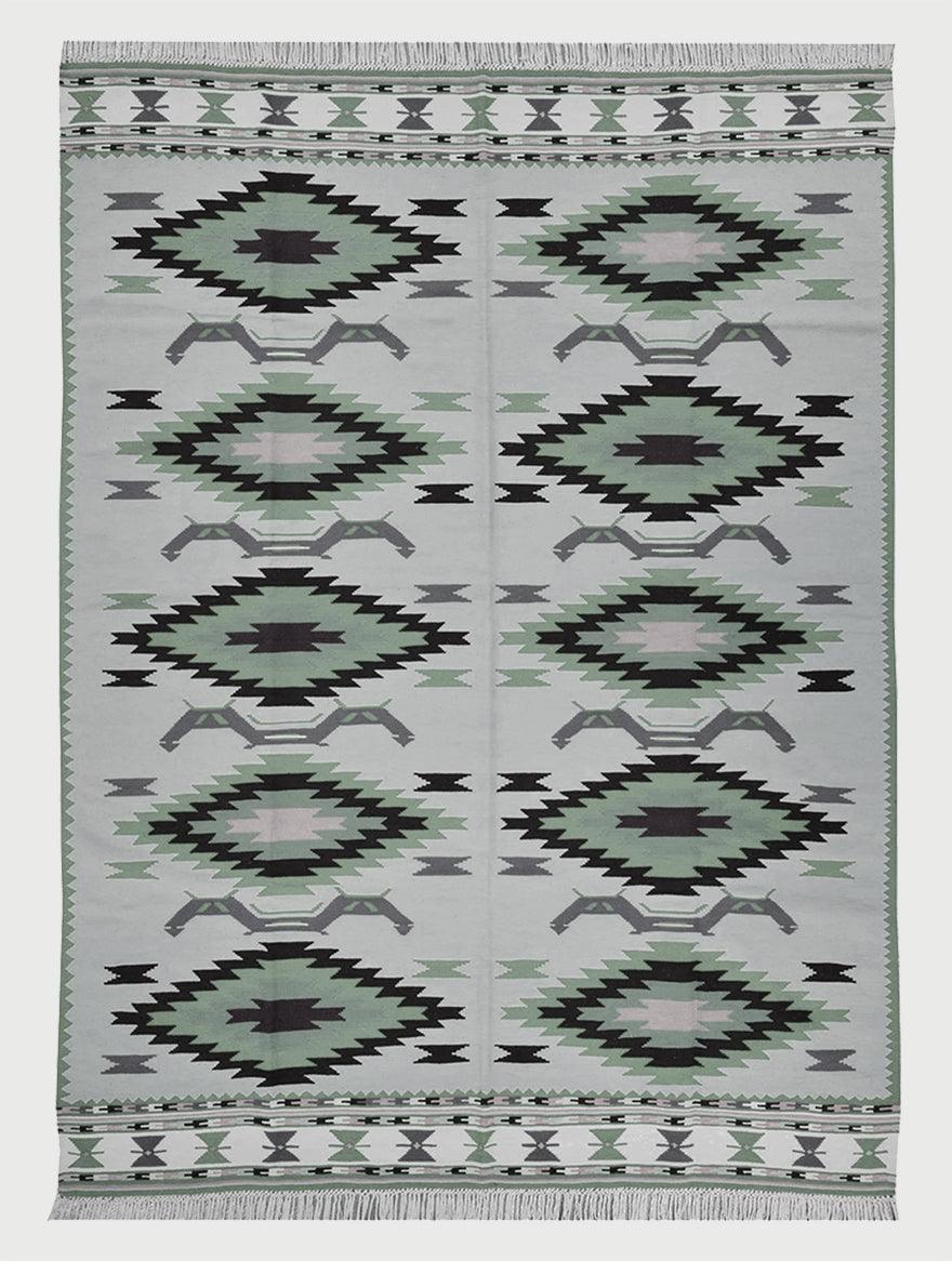 Gray Hand Woven Large Area Cotton Kilim Rug CK-515