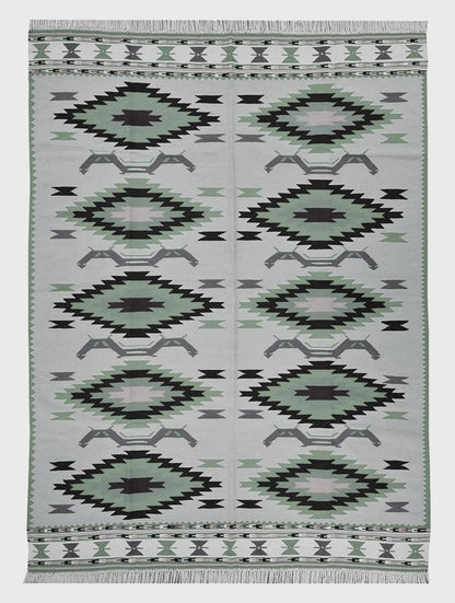 Gray Hand Woven Large Area Cotton Kilim Rug CK-515