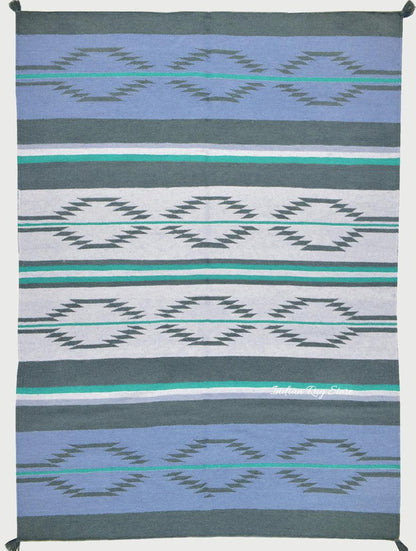 Tappeto da letto Kilim in cotone tessuto a mano blu CK-530