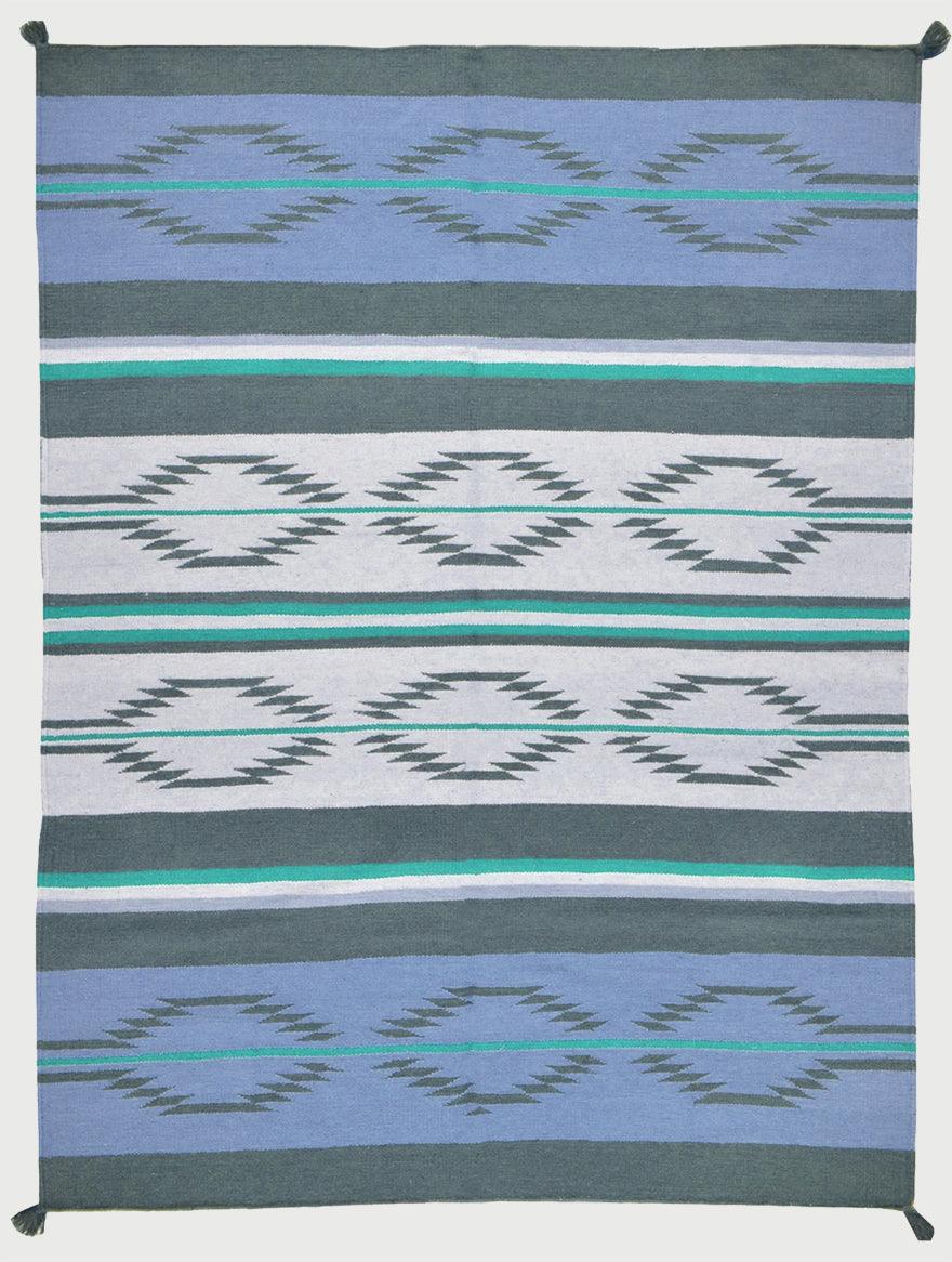 Blue Hand Woven Cotton Kilim Bed Room Rug CK-530