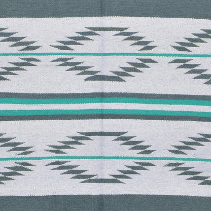 Blue Hand Woven Cotton Kilim Bed Room Rug CK-530