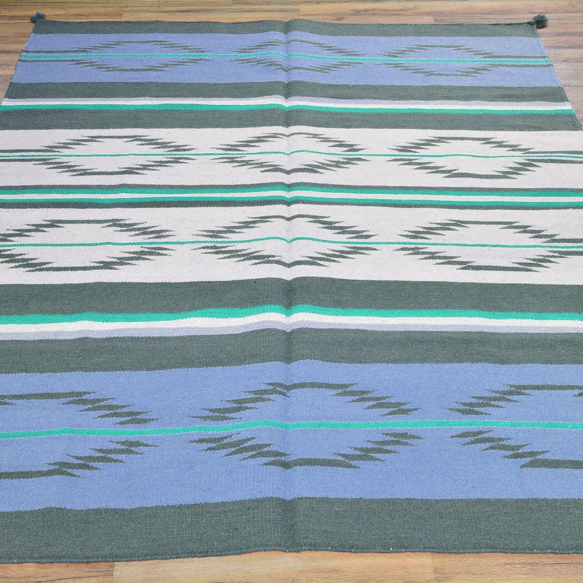 Blue Hand Woven Cotton Kilim Bed Room Rug CK-530