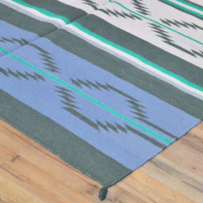 Blue Hand Woven Cotton Kilim Bed Room Rug CK-530