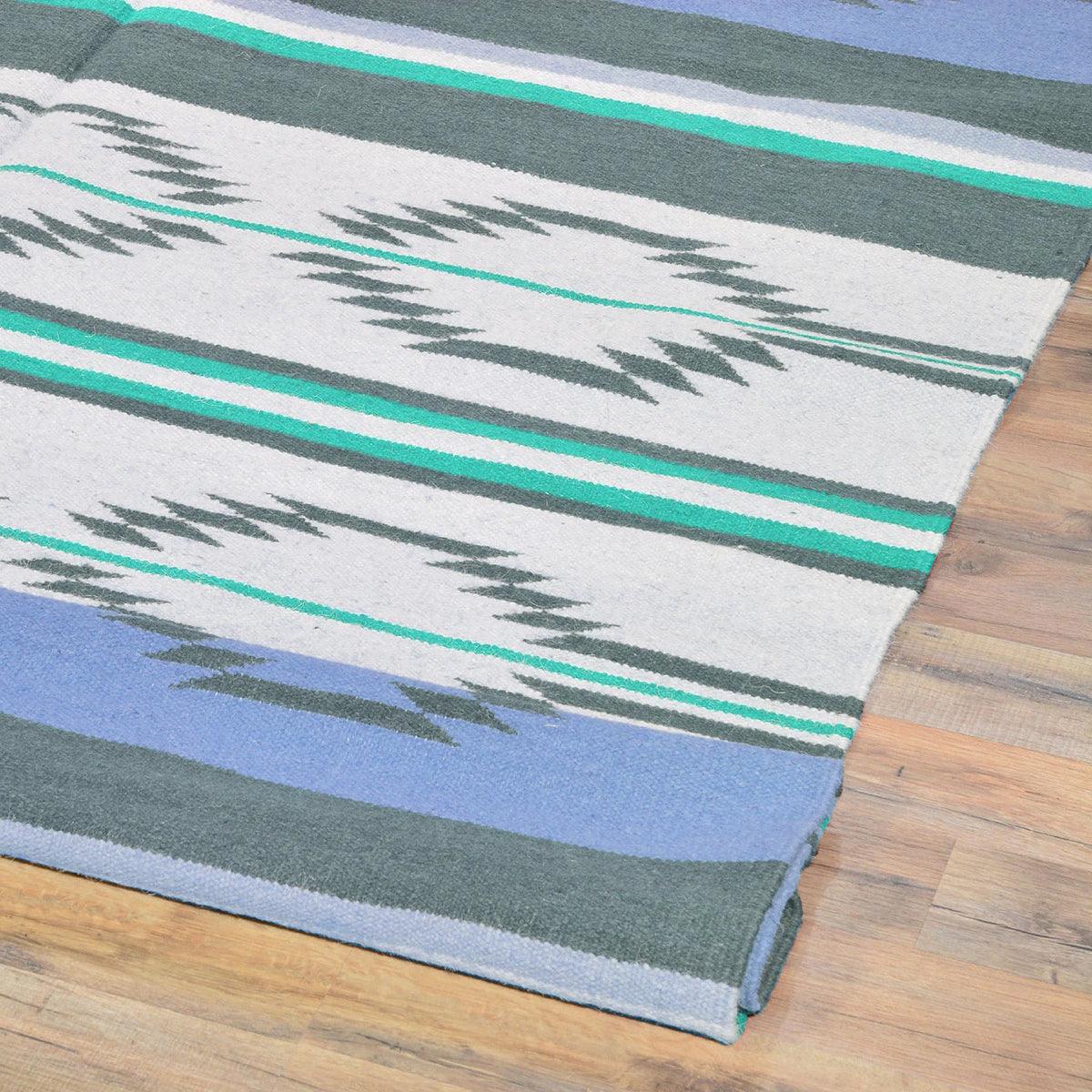 Blue Hand Woven Cotton Kilim Bed Room Rug CK-530