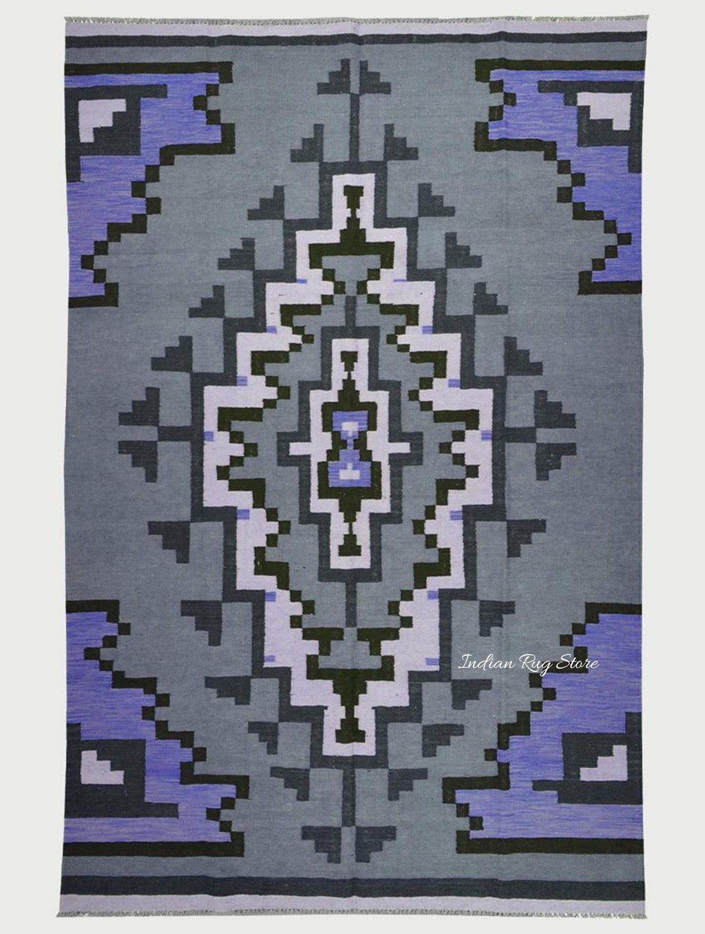 Tappeto Kilim in cotone tessuto a mano grigio per tappetino yoga CK-537