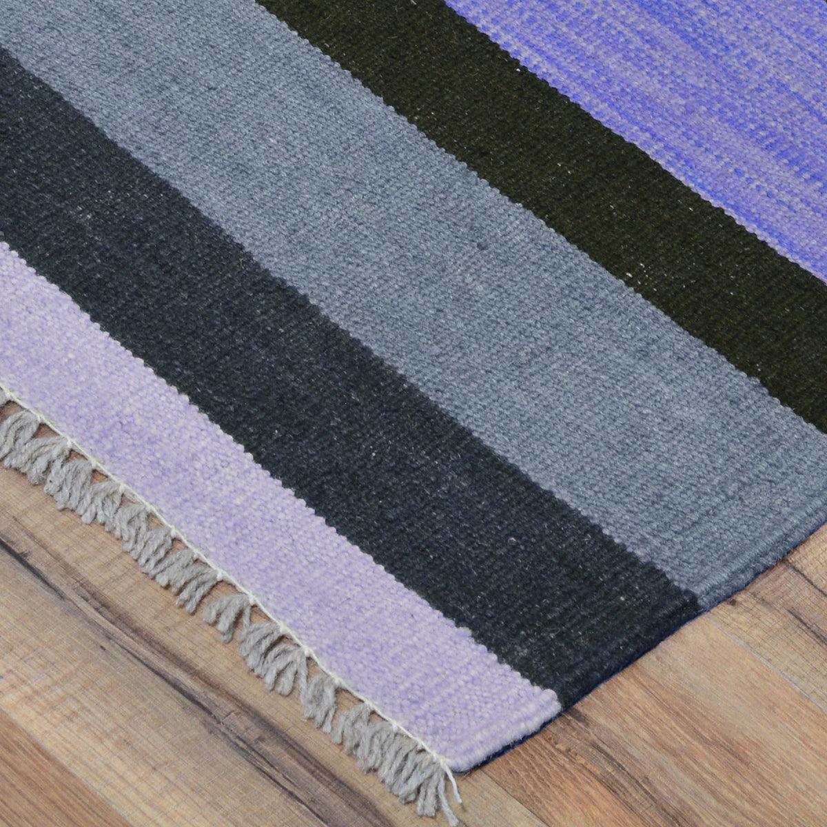 Hand Woven Cotton Kilim Rug Gray for Yoga Mat CK-537