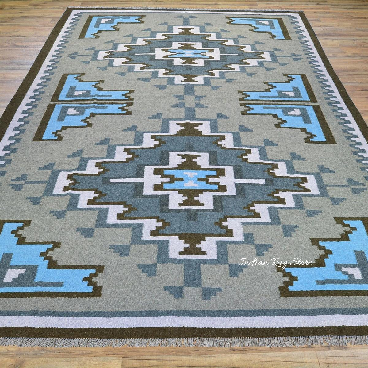 Hand Woven Cotton Kilim Area Rug For Living Room CK-544