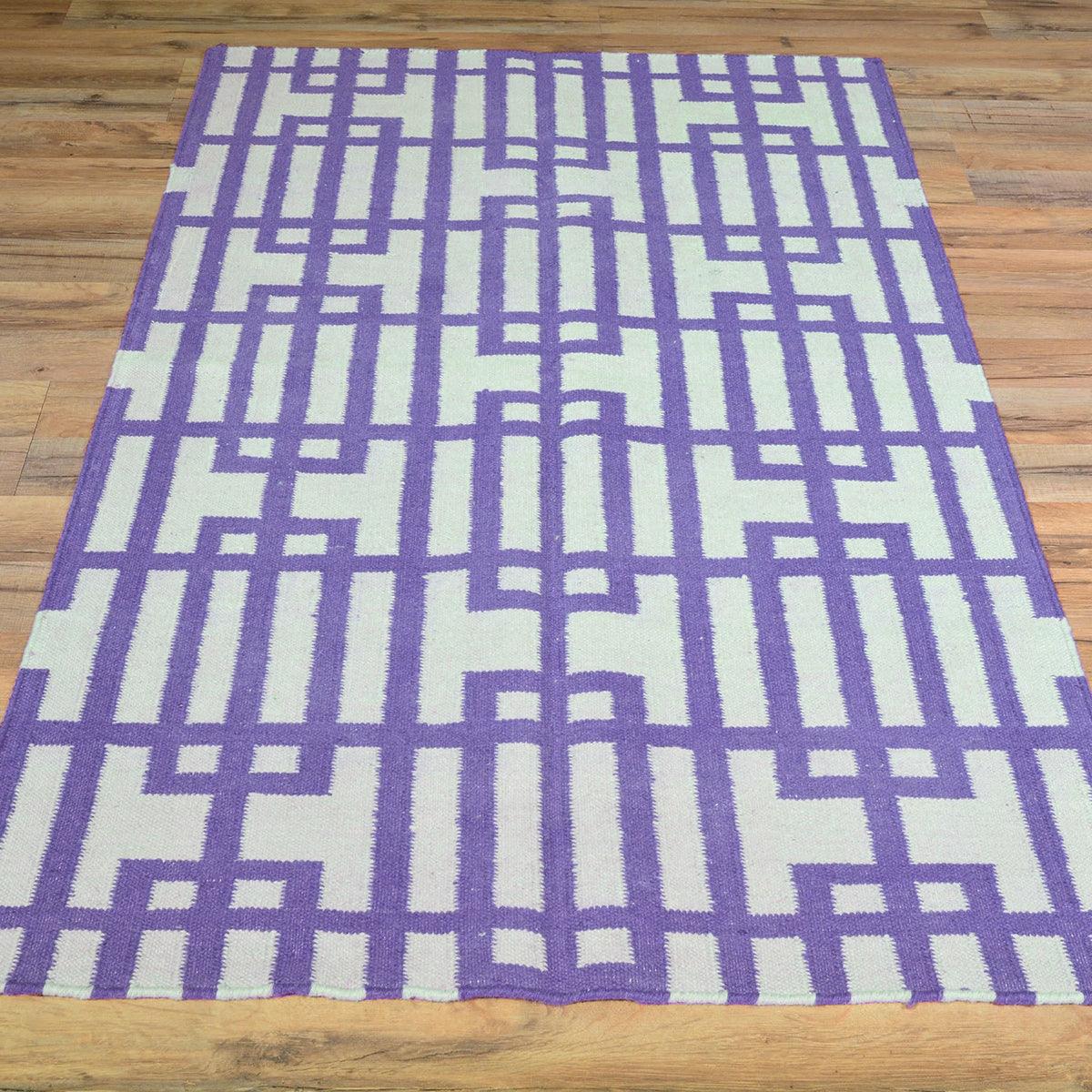 Gray Hand Woven Cotton Kilim Area Rug For Hall Patio CK-545