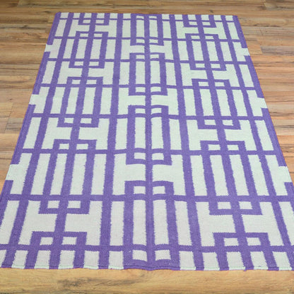 Gray Hand Woven Cotton Kilim Area Rug For Hall Patio CK-545