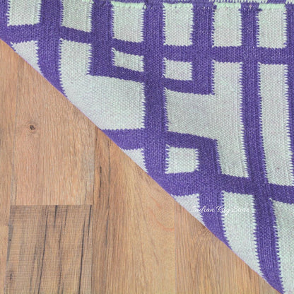 Tappeto Kilim in cotone tessuto a mano grigio per ingresso e patio CK-545