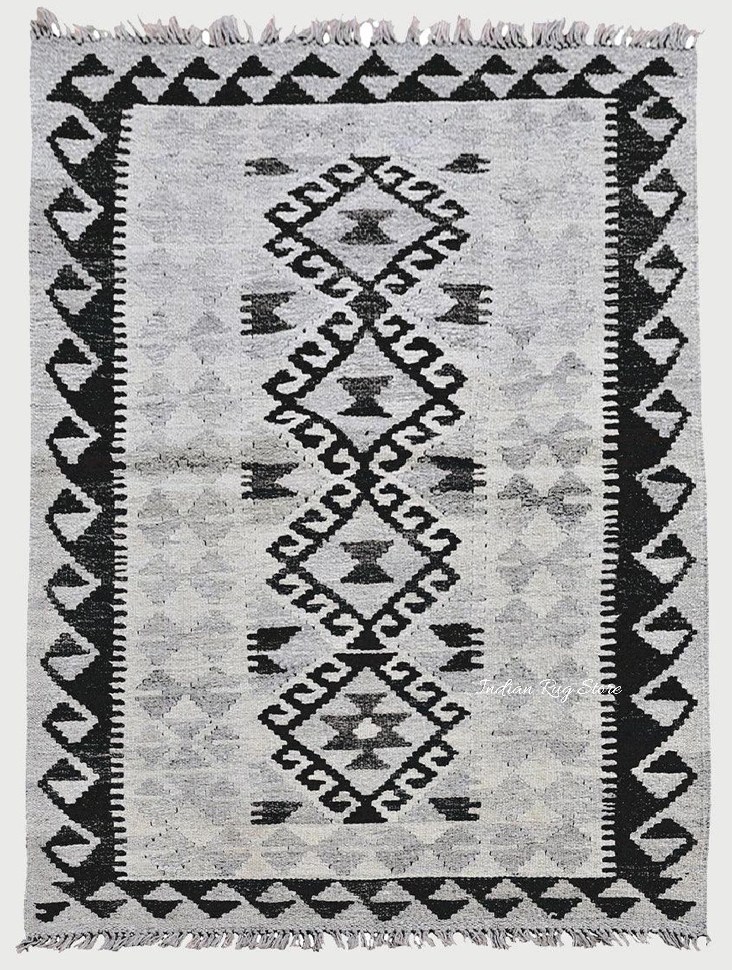 Tappeto da esterno Kilim in cotone grigio tessuto a mano CK-548